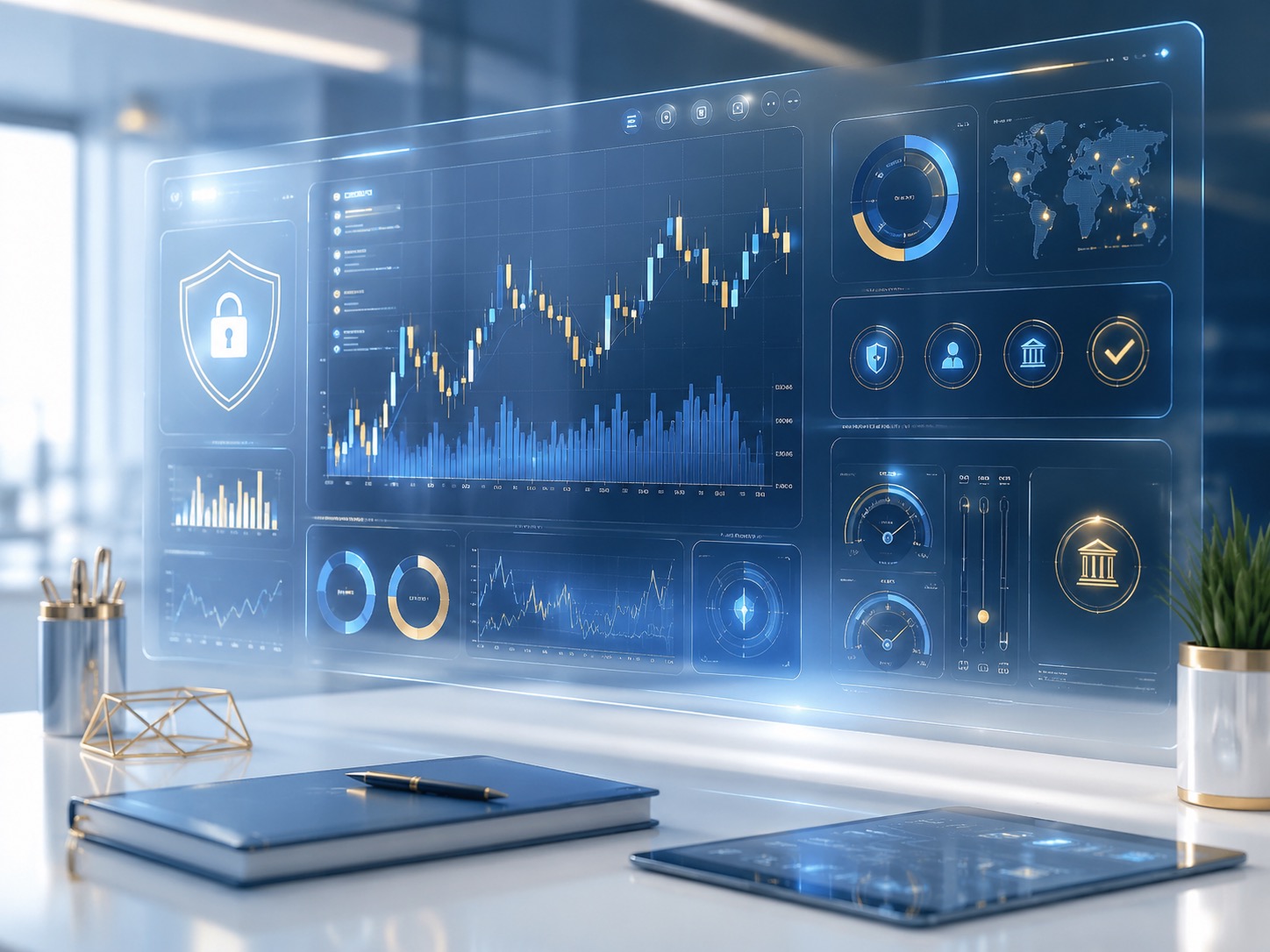 Secure financial technology dashboard illustration